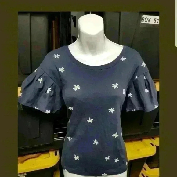 Anthropologie Postage Stamp Ruffle Sleeve Blouse - Picture 1 of 6